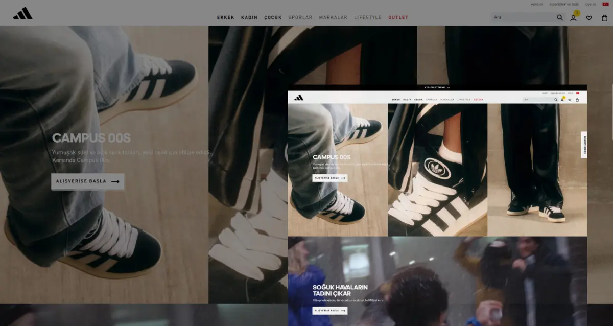 Adidas e-ticaret sitesi ekran görüntüsü